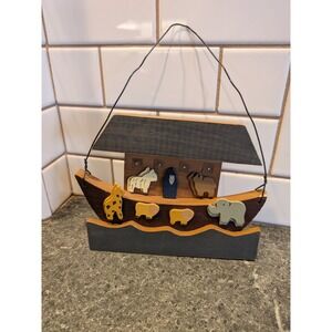 Wooden Noahs Ark Decoration With Animals And‎ Figure